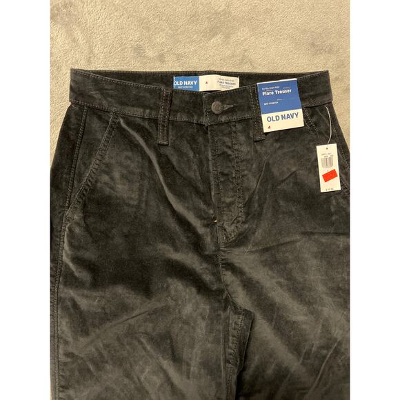 NWT Old Navy Black Velvet Flare Trouser Pants Women’s 4 NWT - Picture 3 of 3